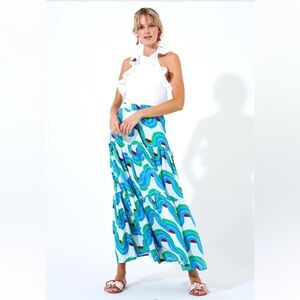 Oliphant Tiered Maxi Skirt Noveau Blue XS